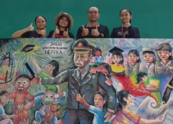 Hasil karya peserta lomba Mural Aspirasiku yang digelar di Polres Malang. ( suara gong/ded)