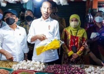 Presiden Jokowi saat melakukan kunjungan di Pasar Wonokromo, Surabaya (Foto: Dok. Biro Adpim Prov Jatim)