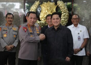 Pertemuan di Markas Besar Polri antara Erick Thohir selaku Ketua Umum PSSI dan Listyo Sigit Prabowo selaku kepala Polri (foto: PSSI)