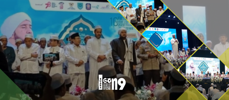 Kota Probolinggo, kembali bersholawat. Majelis ta'lim digelar Kamis (10/8/2023) malam di alun-alun kota setempat itu, luar biasa meriah.
