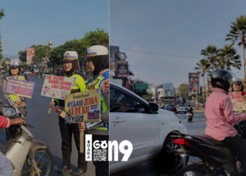 Anggota Satlantas Polres Batu mensosialisasikan pelaksanaan Operasi Zebra kepengguna jalan. (ist)