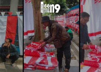 Ilustrasi penjual bendera dan atribut agustusan di Kota Batu (ist)