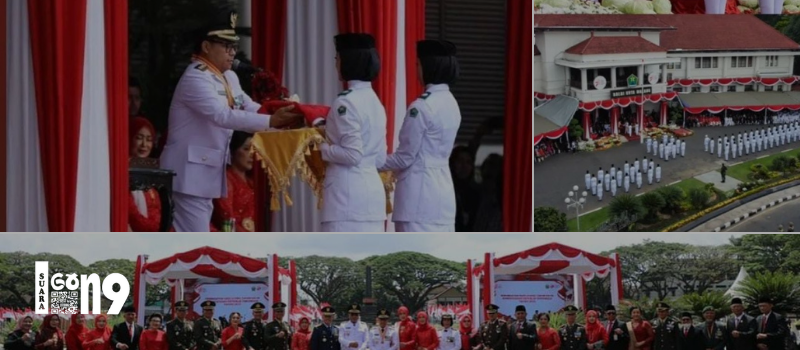 Di Balai Kota Malang, nuansa merah putih nampak di mana-mana menghiasi kantor wali kota Malang tersebut