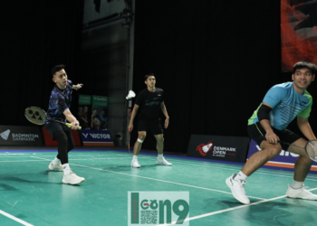 Jelang persiapan Denmark Open 2023, Tim Badminton Indonesia langsung berlatih begitu sampai di Odense, Denmark.