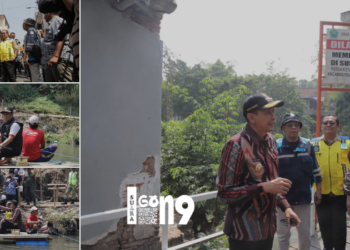 Pj Walikota Malang Wahyu Hidayat mencoba naik perahu getek di kawasan jembayan Lembayung, Kelurahan Mergosono. (ist)