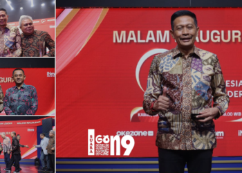 Pj Walikota Malang Wahyu Hidayat menerima penghargaan IVL tahun 2023 di Jakarta. ( ist )