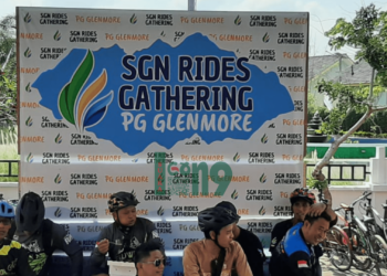 Sebanyak 500 peserta mengikuti kegiatan gowes bersama diadakan Pabrik Gula, PT SGN Glenmore, Banyuwangi.