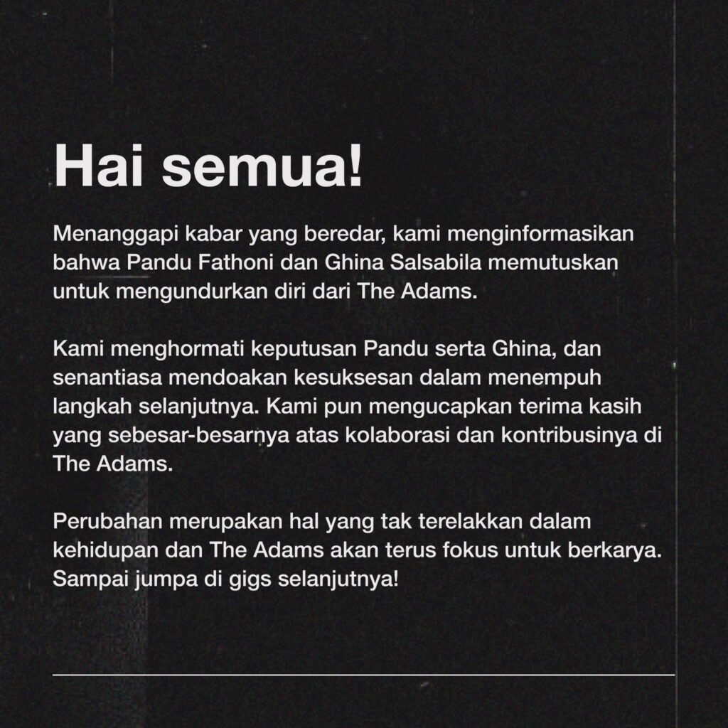 Gaes !!! Dua Personel Band The Adams Hengkang, Kenapa?