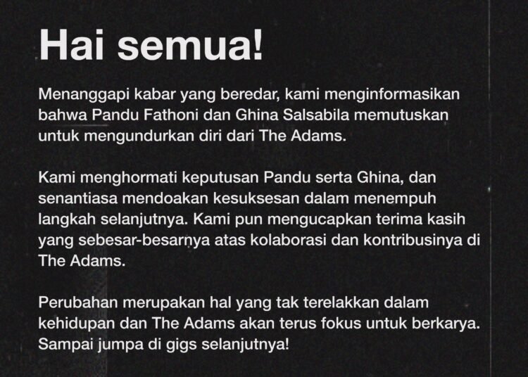 annoucement the adams lewat social medianya