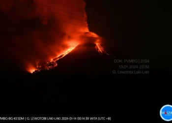 Penampakan erupsi gunung semeru pad hari ahad kemarin. (14/01/2024)