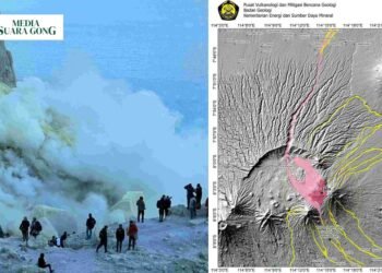 Status Dari Gunung Ijen Menunjukkan Peningkaatan, Naik Ke Level 2 Waspada/sc : km_esdm/Ds : Aye