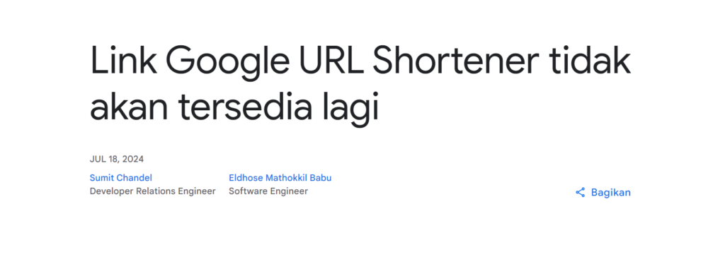 Link Google URL Shortener tidak akan tersedia lagi