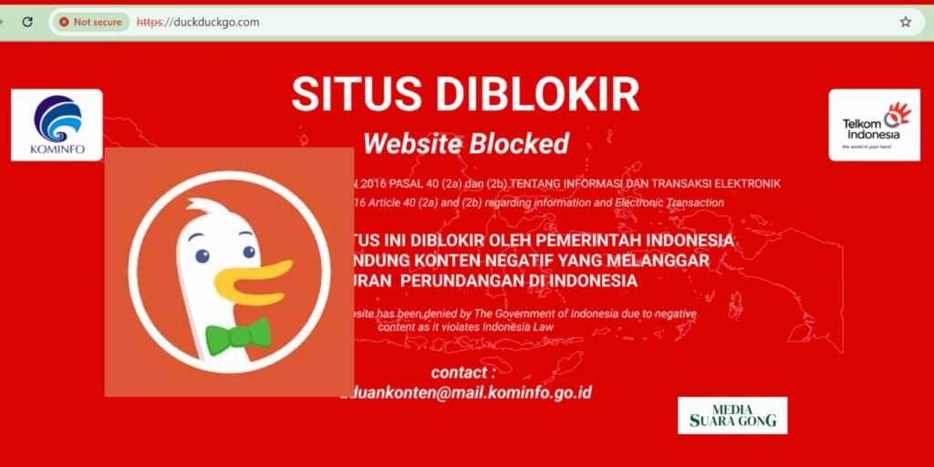 FT : Mesin Pencarian DuckDuckGo Ikut Diblokir Kominfo/sc : X/Ds : Aye