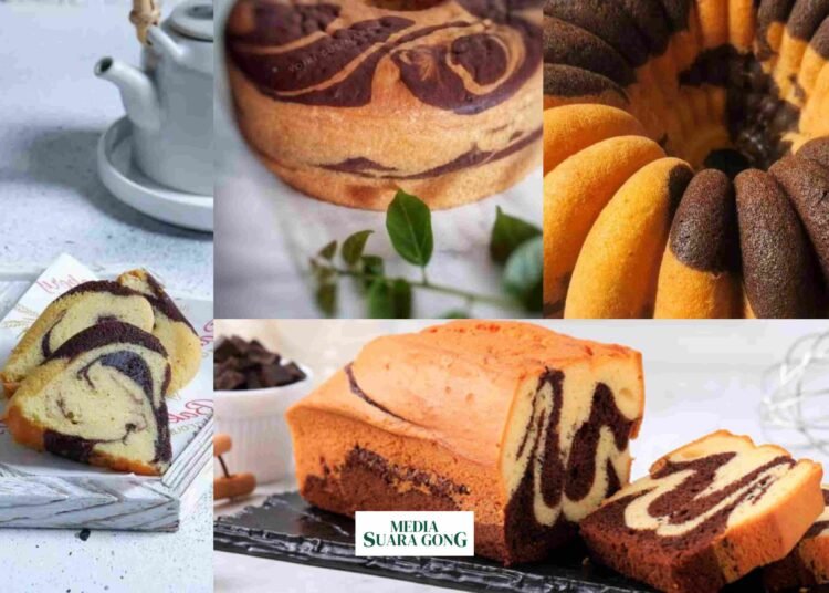 Resep Bolu Marmer Lembut dengan corak unik