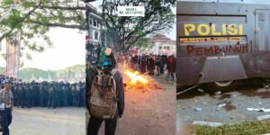 Gaes !!! Demo UU Pemilu, pagar DPRD Malang Roboh