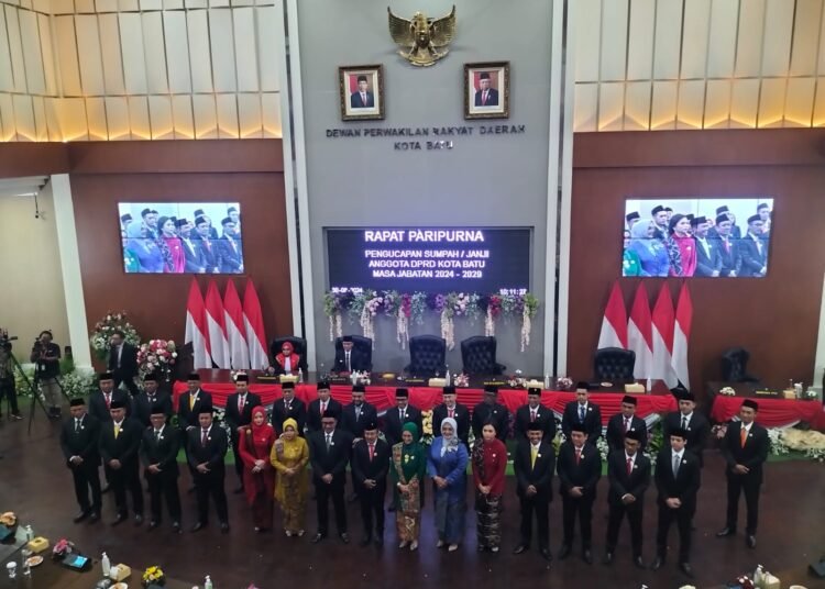 Pelantikan 30 anggota DPRD Kota Batu terpilih periode 2024-2029 dilaksanakan hari ini di Gedung DPRD Kota Batu, Jumat 30 Agustus 2024.