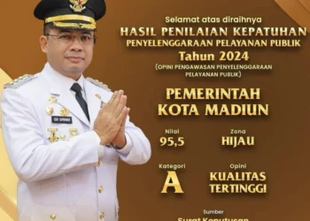 Kota Madiun kembali menorehkan prestasi dalam pelayanan publik dengan meraih nilai tinggi dalam KPPP 2024.