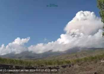 Gunung Lewotobi Laki-Laki yang terletak di Flores Timur, Nusa Tenggara Timur (NTT) kembali erupsi, Tepat pada Senin pagi, 11 November 2024.