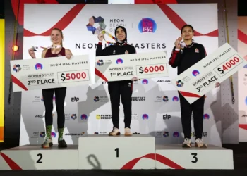 Rajiah Sallsabillah menyabet gelar juara di nomor speed climbing pada Neom International Federation of Sport Climbing (IFSC) Masters 2024.