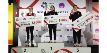 Rajiah Sallsabillah menyabet gelar juara di nomor speed climbing pada Neom International Federation of Sport Climbing (IFSC) Masters 2024.