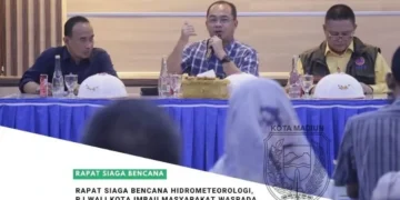 Puncak musim penghujan yang terjadi pada akhir Desember hingga Januari 2025, membuat Pemkot Madiun mengadakan rapat siaga bencana.