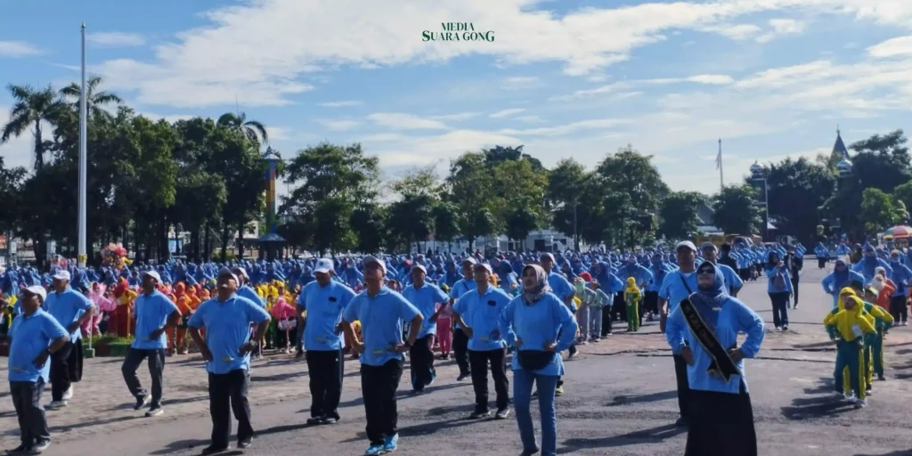 Kementian Agama (Kemenag) Kabupaten Jomang gelar Gebyar senam (IGRA) guru dan siswa raudhatul athfal (RA) se-Kabupaten Jombang.