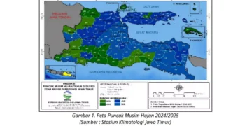 FT : Warga Jawa Timur (Jatim) perlu waspada karena BMKG memprediksi akan ada Potensi Cuaca Ekstrem yang melanda wilayah tersebut/sc : BMKG Jatim