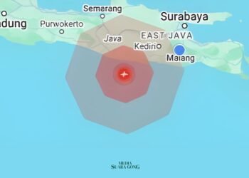 Sebuah gempa bumi tektonik dengan kekuatan magnitudo 4,9 mengguncang wilayah Pacitan, Jawa Timur, pada Sabtu (11/1/2025) pukul 14.25 WIB