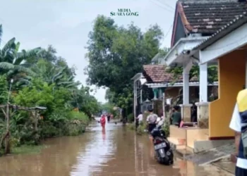 Hujan deras yang mengguyur Kabupaten Jombang selama lebih dari empat jam menyebabkan banjir di sejumlah desa dan merendam ratusan rumah