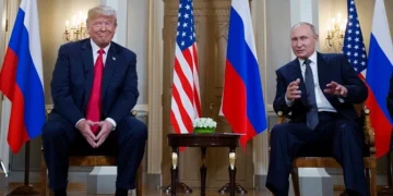 Trump dan Putin pada pertemuan di Finlandia 2018 lalu