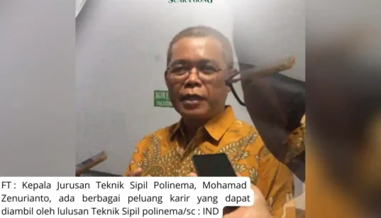 Kepala Jurusan Teknik Sipil Polinema, Mohamad Zenurianto, Jelaskan ada berbagai peluang karir yang dapat diambil oleh lulusan Teknik Sipil polinema