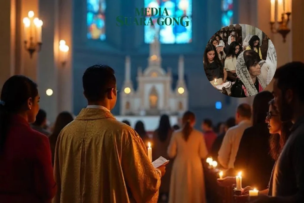 Perayaan Misa Malam Paskah di Palestina oleh Umat Katolik dan Ortodoks (Ilustrasi oleh: Iren)