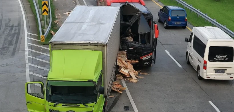 Bus Tabrak Truk di KM 796 Tol Gempol Arah Probolinggo