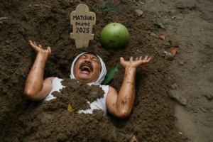 Aksi Teatrikal Jalan Rusak: Warga Tiris Lakukan Aksi “Mati Suri”