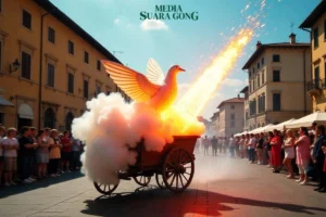 Scoppio del Carro: Merpati Mekanik Menyalakan Kembang Api di Florence