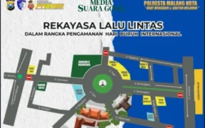 Rekayasa lalu lintas di Kota Malang saat May Day hari ini (Tangkap Layar oleh: Galih)