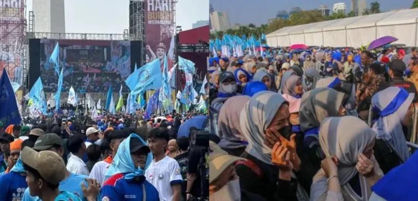 Ribuan Buruh Padati Monas di Hari Buruh: Pemerintah Janji Mitigasi PHK