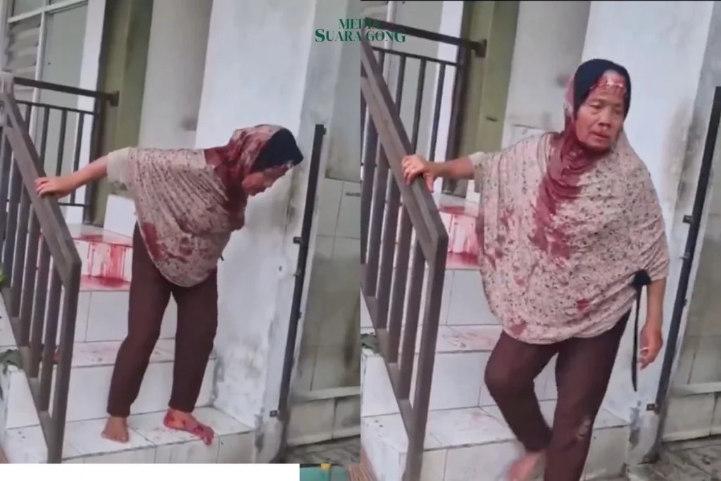 Viral video seorang nenek berlumuran darah berjalan menuruni tangga pasar yang diduga dihajar warga setelah ketauan mencuri Bawang Putih