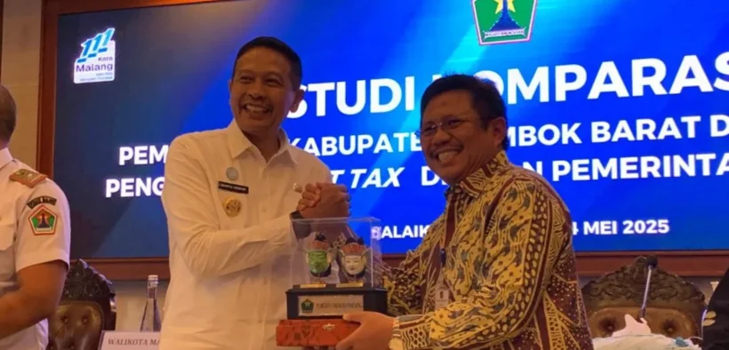 Bupati Lombok Barat, Lalu Ahmad Zaini, yang melakukan kunjungan kerja ke Balai Kota Malang untuk mempelajari sistem E-Tax yang telah diterapkan dengan baik di Kota Malang, Rabu (14/5/2025) kemarin.