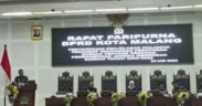 Suasana rapat paripurna DPRD Kota Malang saat Walikota mempresentasikan rancangan LKPJ 2025-2029 (Foto oleh: Galih)