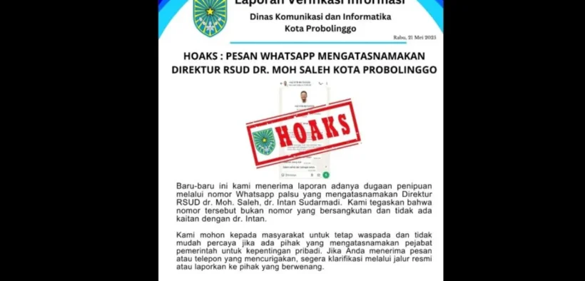 Waspada Penipuan WhatsApp Mengatasnamakan Direktur RSUD dr. Moh. Saleh Probolinggo