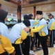Suasana upacara pemberangkatan kontingen Trenggalek dalam rangka mengikuti Porprov Ke IX Jatim 2025 di pendopo Manggala Praja Nugraha