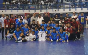 Ft: Pertandingan Futsal Putra Porprov IX Jatim 2025 antara Kota Malang melawan Pamekasan. (fat)