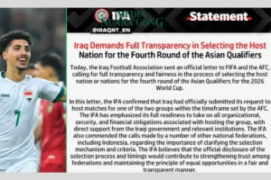 Irak Desak Transparansi dalam Penentuan Tuan Rumah Kualifikasi Asia Piala Dunia 2026