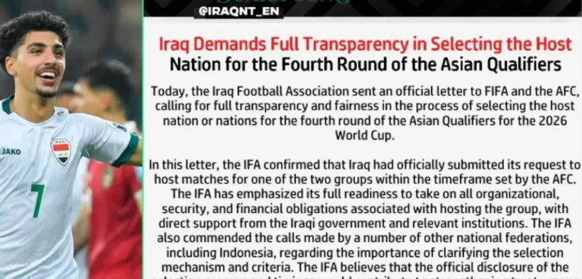 Irak Desak Transparansi Penentuan Tuan Rumah Kualifikasi Asia Piala Dunia 2026