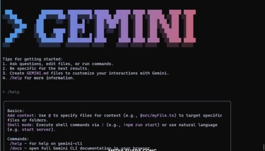 tampilan terminal setelah di install Gemini CLI Google