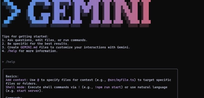 tampilan terminal setelah di install Gemini CLI Google