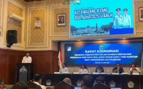 Menjelang Hari Raya Idul Adha 1446 H, Wali Kota Malang, Wahyu Hidayat, Pimpin Rapat Forkopimda di Balaikota Malang, Rabu (3/6/2025).