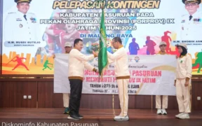 Sebanyak 464 atlet Porprov Jatim resmi dilepas oleh Bupati Pasuruan, Rusdi Sutejo digelar di Auditorium Mpu Sindok, Kamis (12/6/2025).