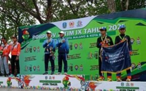 Dalam Cabor Triathlon, Kota Probolinggo Berhasil Raih dua medali emas dan dua medali perak untuk dibawa pulang dalam Porprov Jatim 2025